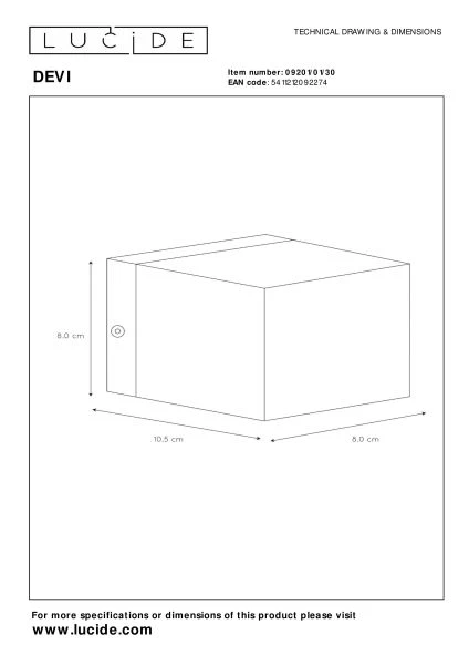 Lucide DEVI - Wandlamp - 1xG9 - Zwart - technisch